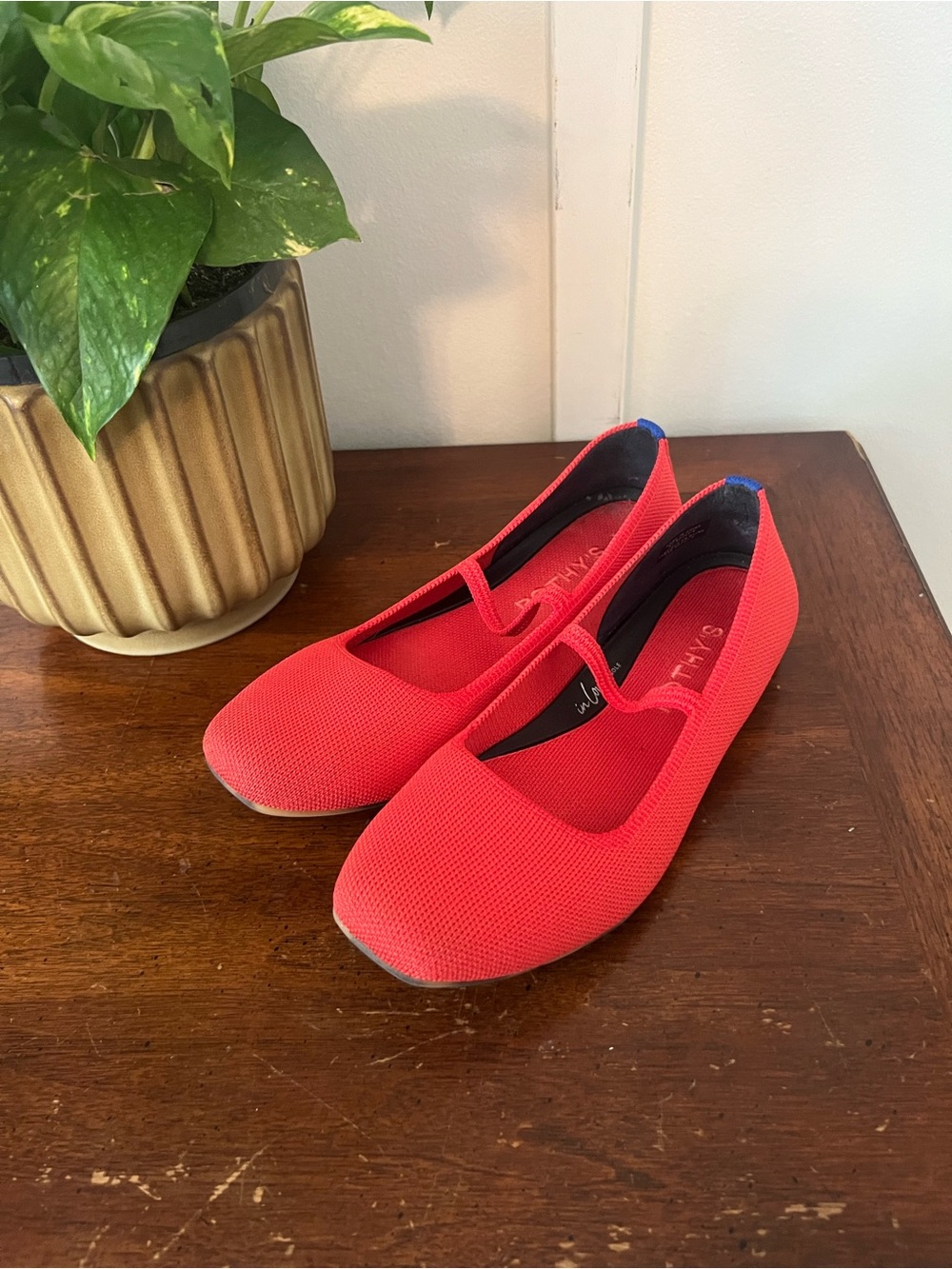 Rothy’s Max Square Mary Jane flats red hot color size 6.5